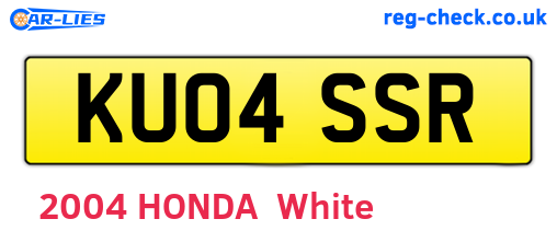KU04SSR are the vehicle registration plates.