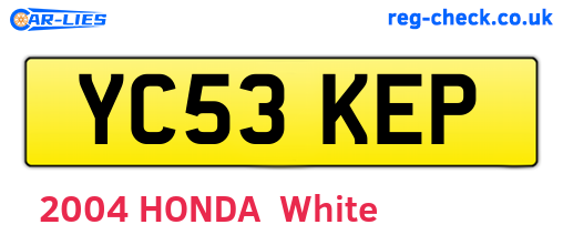 YC53KEP are the vehicle registration plates.