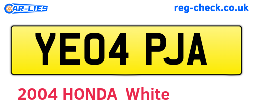 YE04PJA are the vehicle registration plates.