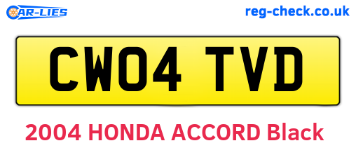 CW04TVD are the vehicle registration plates.