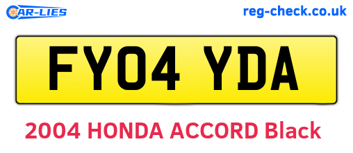 FY04YDA are the vehicle registration plates.