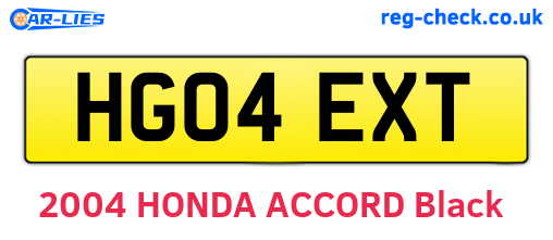HG04EXT are the vehicle registration plates.
