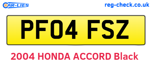 PF04FSZ are the vehicle registration plates.