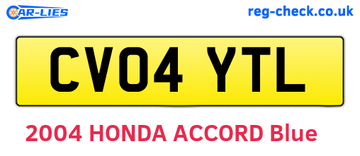 CV04YTL are the vehicle registration plates.