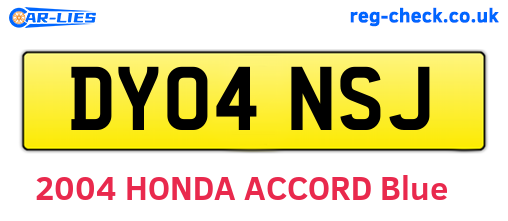 DY04NSJ are the vehicle registration plates.