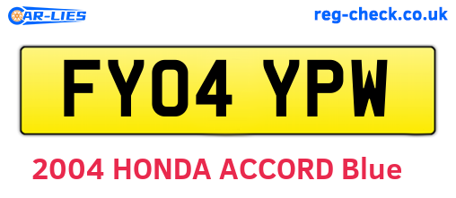 FY04YPW are the vehicle registration plates.