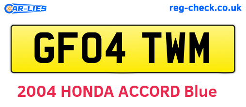 GF04TWM are the vehicle registration plates.