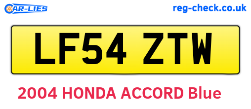 LF54ZTW are the vehicle registration plates.