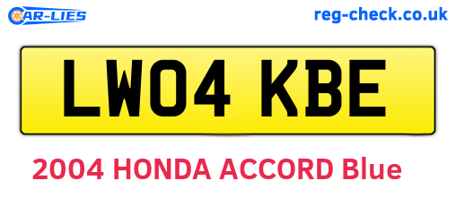 LW04KBE are the vehicle registration plates.