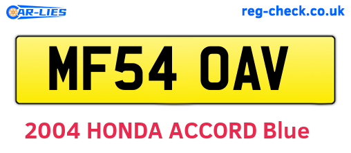 MF54OAV are the vehicle registration plates.