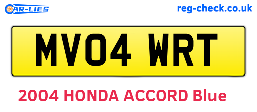 MV04WRT are the vehicle registration plates.