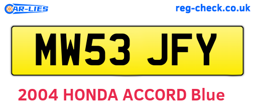 MW53JFY are the vehicle registration plates.