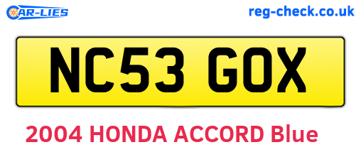 NC53GOX are the vehicle registration plates.