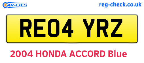 RE04YRZ are the vehicle registration plates.