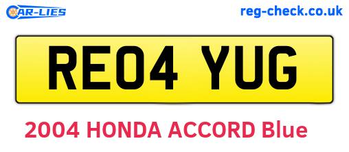 RE04YUG are the vehicle registration plates.