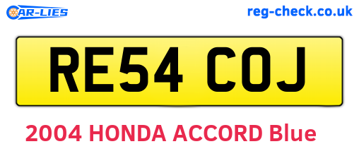 RE54COJ are the vehicle registration plates.
