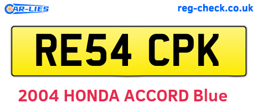 RE54CPK are the vehicle registration plates.