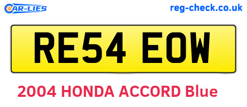 RE54EOW are the vehicle registration plates.