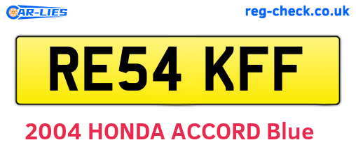 RE54KFF are the vehicle registration plates.