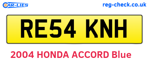 RE54KNH are the vehicle registration plates.