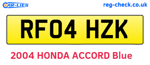 RF04HZK are the vehicle registration plates.