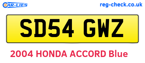 SD54GWZ are the vehicle registration plates.