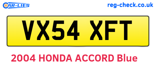 VX54XFT are the vehicle registration plates.
