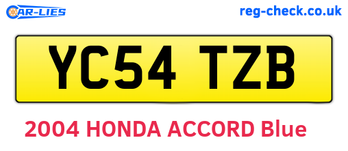 YC54TZB are the vehicle registration plates.