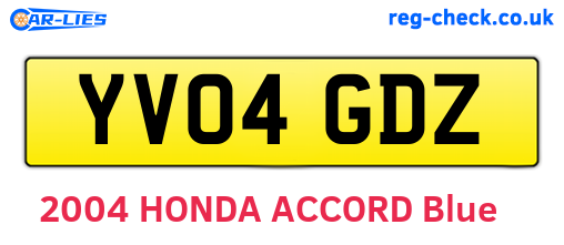 YV04GDZ are the vehicle registration plates.