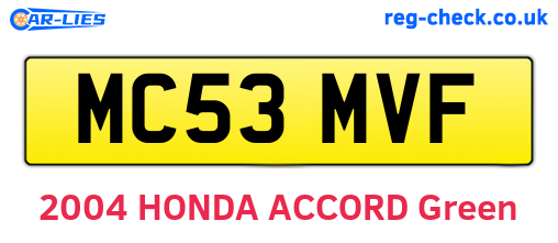 MC53MVF are the vehicle registration plates.