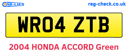 WR04ZTB are the vehicle registration plates.