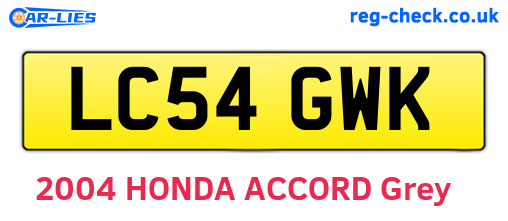 LC54GWK are the vehicle registration plates.