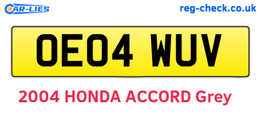 OE04WUV are the vehicle registration plates.