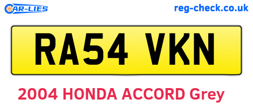 RA54VKN are the vehicle registration plates.