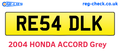 RE54DLK are the vehicle registration plates.
