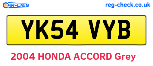 YK54VYB are the vehicle registration plates.