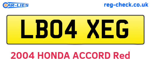 LB04XEG are the vehicle registration plates.