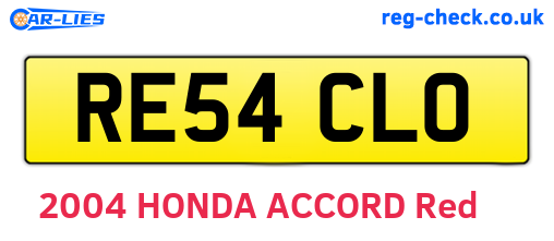 RE54CLO are the vehicle registration plates.