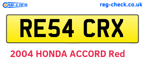 RE54CRX are the vehicle registration plates.