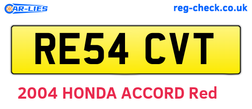 RE54CVT are the vehicle registration plates.