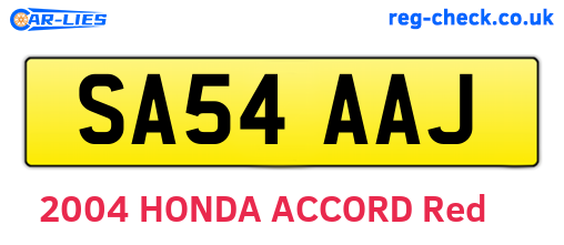 SA54AAJ are the vehicle registration plates.