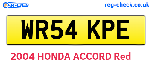 WR54KPE are the vehicle registration plates.