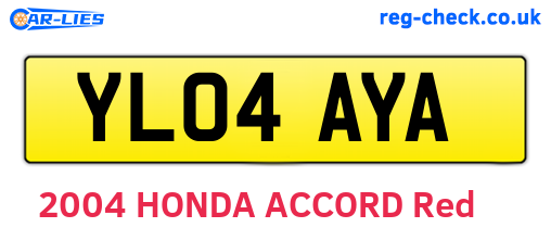 YL04AYA are the vehicle registration plates.