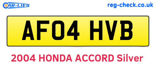 AF04HVB are the vehicle registration plates.