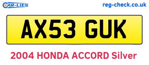 AX53GUK are the vehicle registration plates.