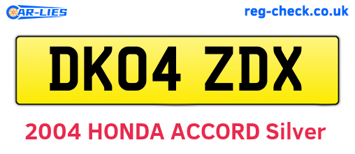 DK04ZDX are the vehicle registration plates.
