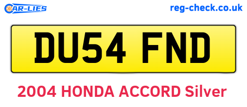 DU54FND are the vehicle registration plates.
