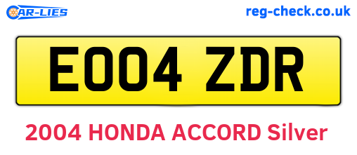 EO04ZDR are the vehicle registration plates.