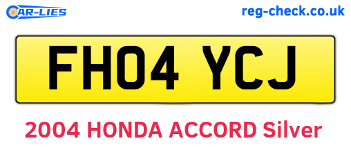 FH04YCJ are the vehicle registration plates.