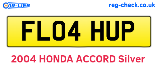 FL04HUP are the vehicle registration plates.
